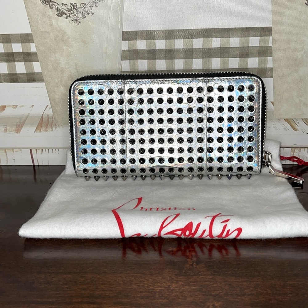 Christian Louboutin Silver/Irredencent Spike Wallet